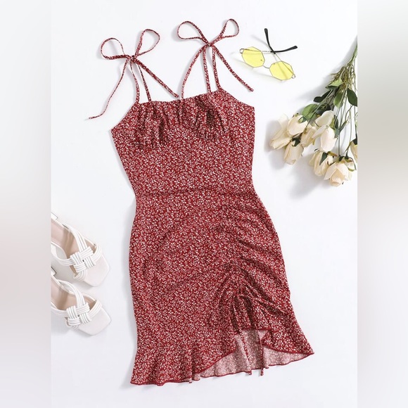 Shein Ruched Drawstring Dress - Picture 1 of 5